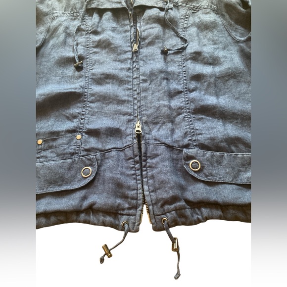 Chico’s 100% Linen blue Zip Up Jacket. Size Large. - Picture 9 of 12